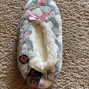 NWT No Boundaries Glow in the Dark Women's Grey, Pink & White Slipper Socks